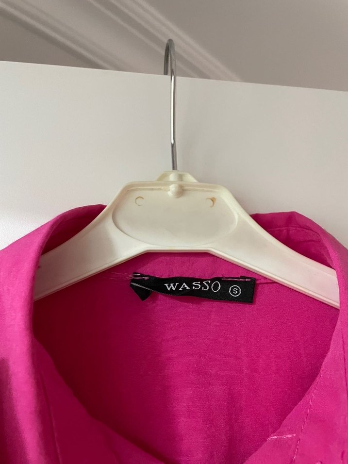 Pembe Düğmeli Keten Kadın Gömlek - Görsel 4