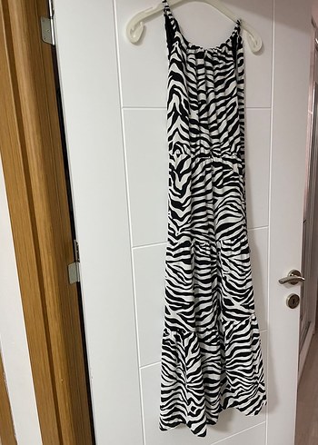 Zebra Desenli Uzun Kadın Elbise - Görsel 2