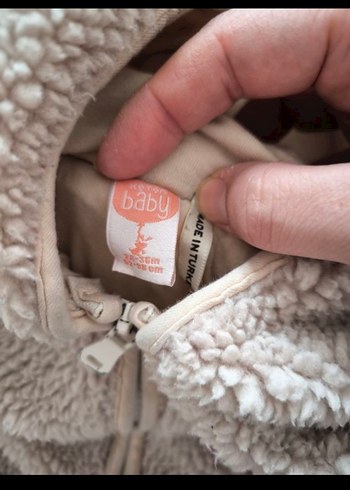 Kız Çocuk Gri Kapüşonlu Peluş Mont - Görsel 3