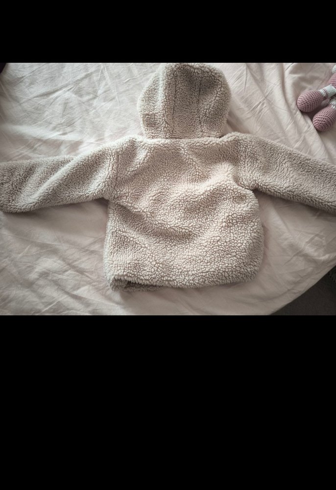 Kız Çocuk Gri Kapüşonlu Peluş Mont - Görsel 2