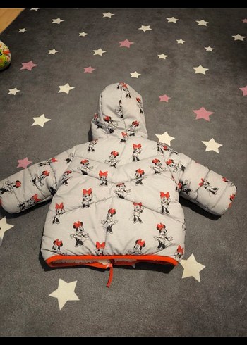 Kız Çocuk Minnie Baskılı Kapüşonlu Mont - Görsel 2