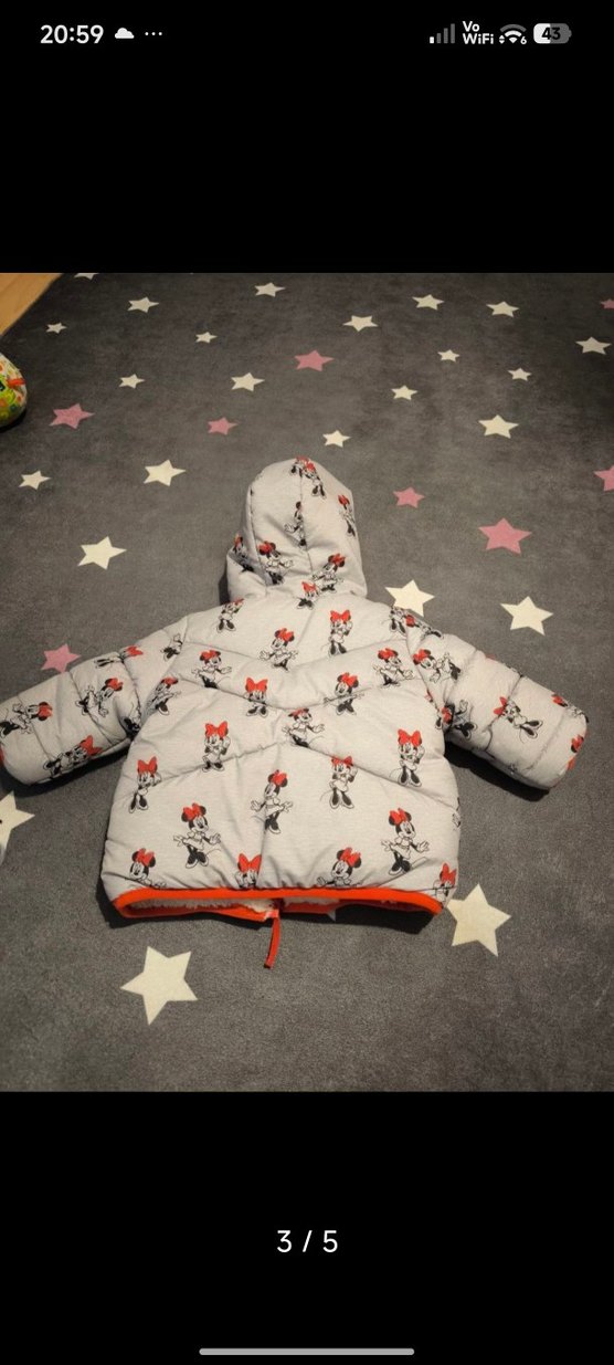 Kız Çocuk Minnie Baskılı Kapüşonlu Mont - Görsel 2