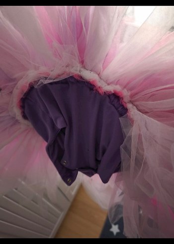 Kız Çocuk Mor Tüllü Fırfırlı Elbise - Görsel 4