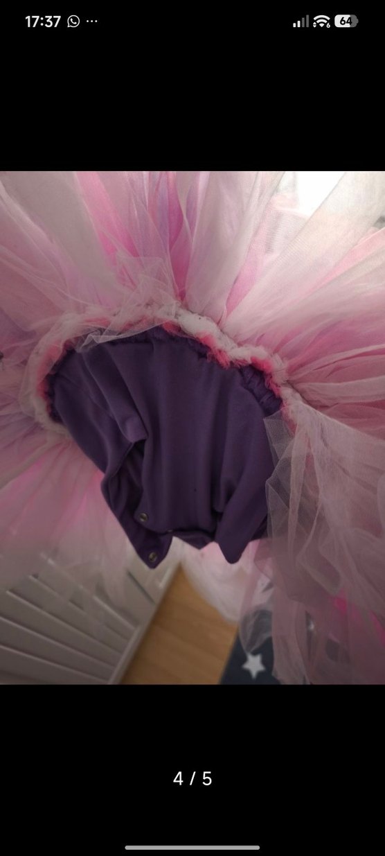 Kız Çocuk Mor Tüllü Fırfırlı Elbise - Görsel 4