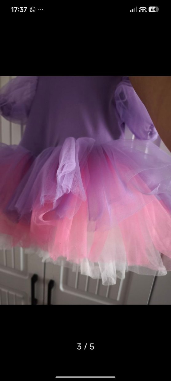 Kız Çocuk Mor Tüllü Fırfırlı Elbise - Görsel 3