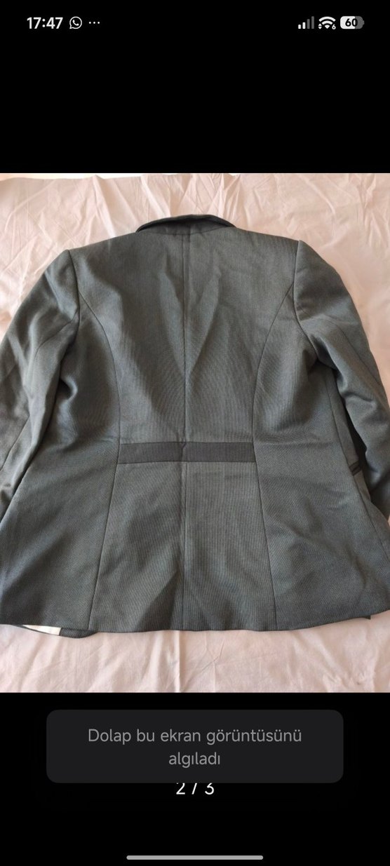 Gri Kadın Düğmeli  Ceket - Görsel 2