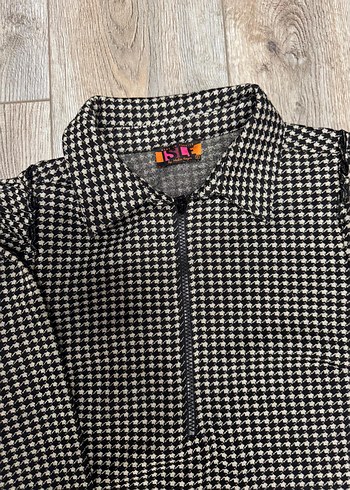 Gri Kareli Fermuarlı Midi Kadın Elbise - Görsel 2