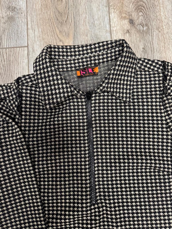 Gri Kareli Fermuarlı Midi Kadın Elbise - Görsel 2