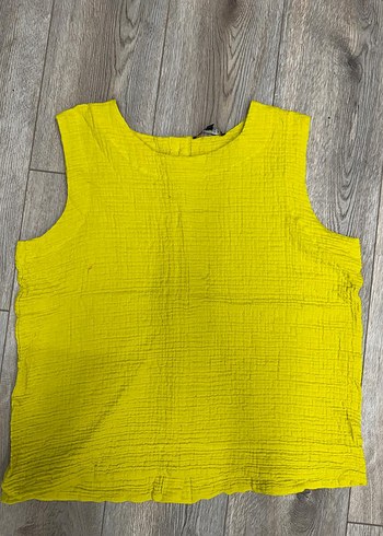 Sarı Müslin Düğmeli Kadın Bluz - Görsel 2