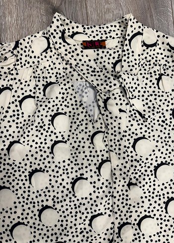 Uzun Kollu Puantiyeli Bohem Kadın Gömlek - Görsel 2