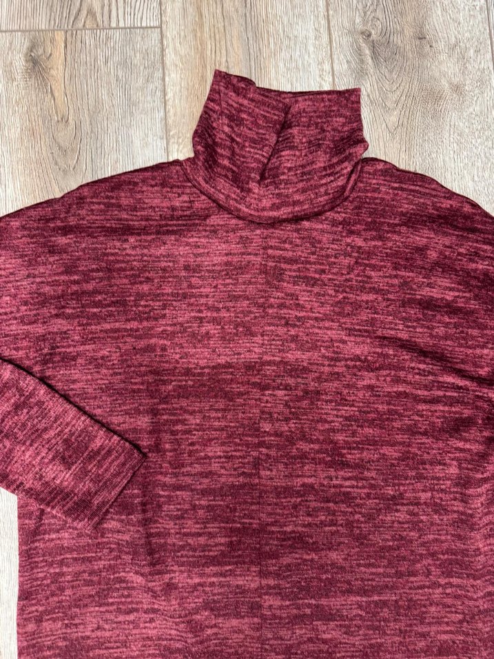 Bordo Yüksek Yakalı Kadın Triko Kazak - Görsel 2