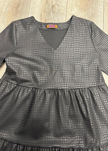 Siyah Desenli V Yakalı Elbise - Görsel 2