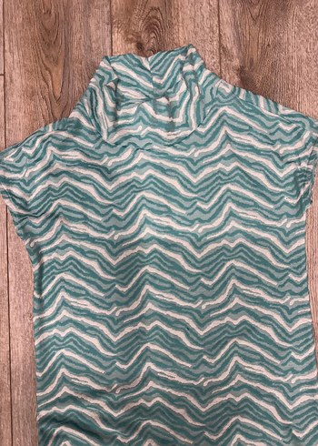 Beyaz Turkuaz Zebra Desenli Kadın Elbise - Görsel 2