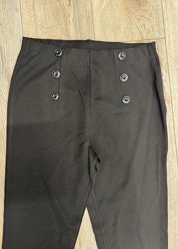 Düğmeli Siyah Kadın Kumaş Tayt Pantolon - Görsel 2