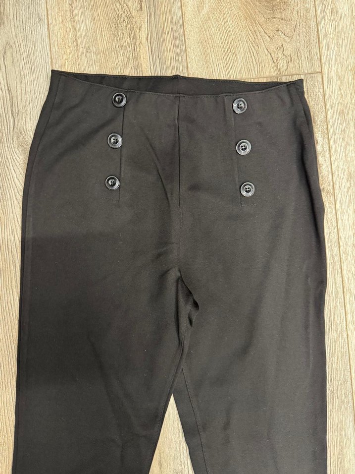 Düğmeli Siyah Kadın Kumaş Tayt Pantolon - Görsel 2