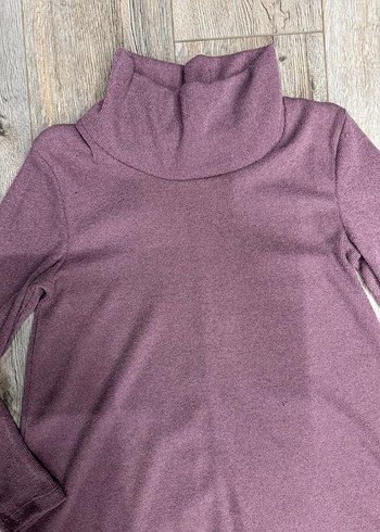 Mor Yüksek Yakalı Uzun Kollu Kadın Triko Kazak - Görsel 2