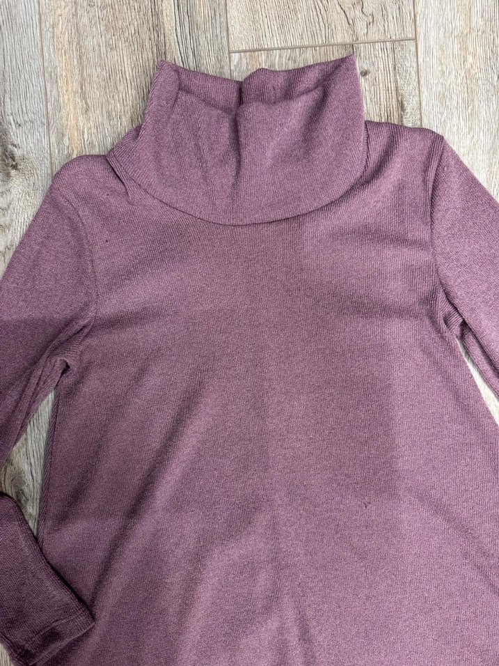 Mor Yüksek Yakalı Uzun Kollu Kadın Triko Kazak - Görsel 2