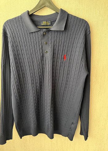 Ralph Lauren yakalı lacivert kazak - Görsel 2