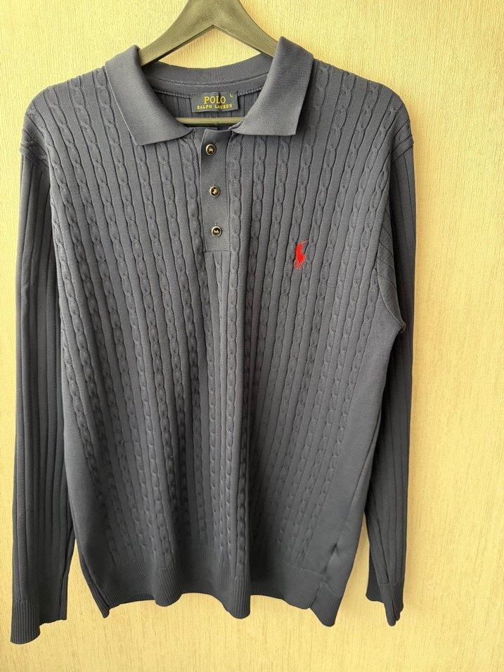 Ralph Lauren yakalı lacivert kazak - Görsel 2