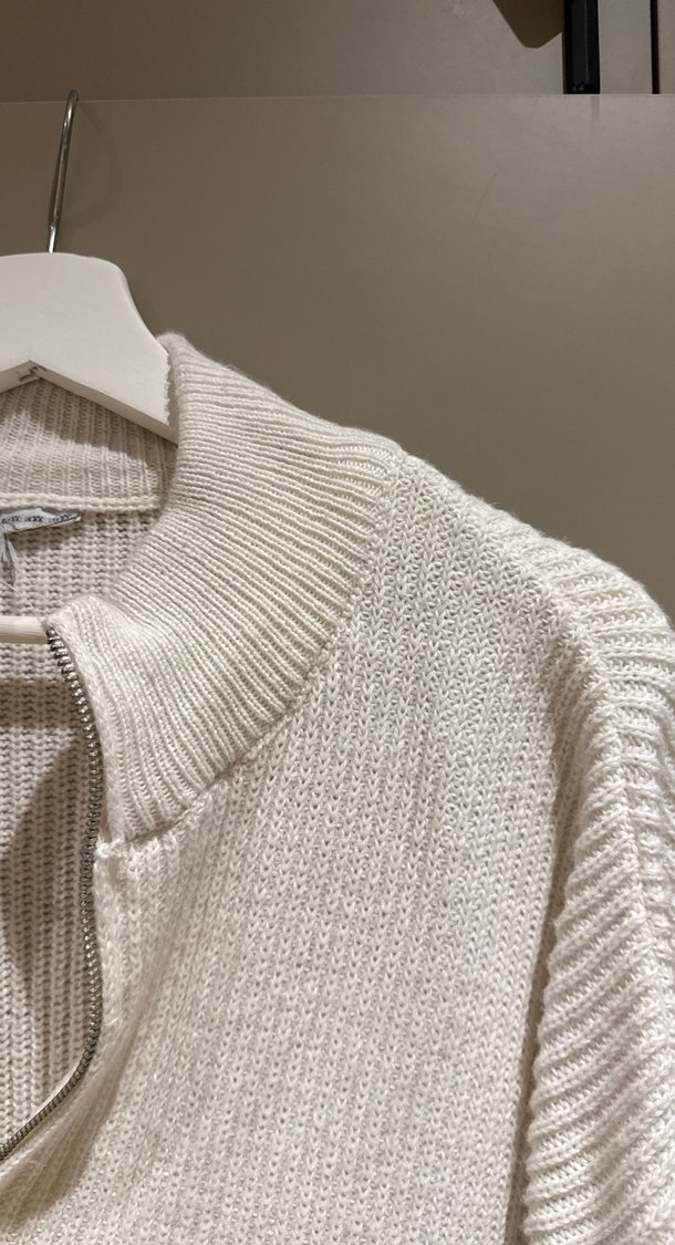 Yarım Fermuarlı Gri Örgü Kadın Kazak - Görsel 3