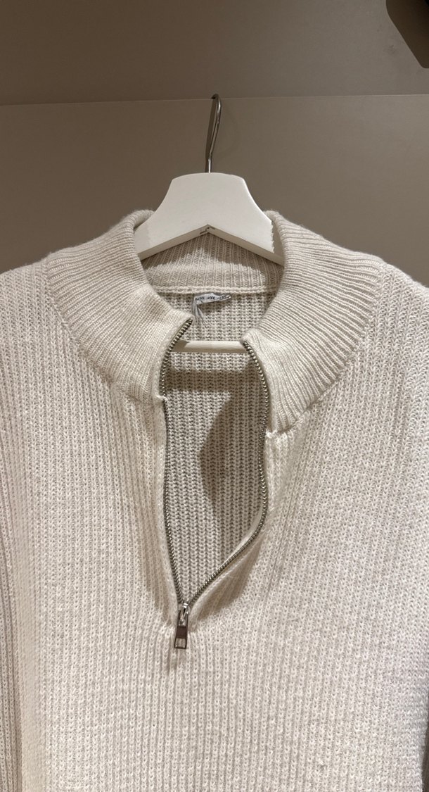 Yarım Fermuarlı Gri Örgü Kadın Kazak - Görsel 2