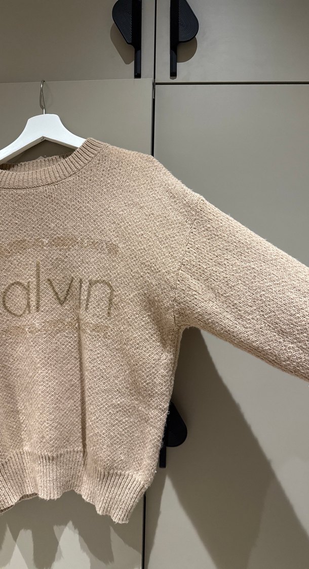 Calvin Bej Triko Kadın Kazak - Görsel 3