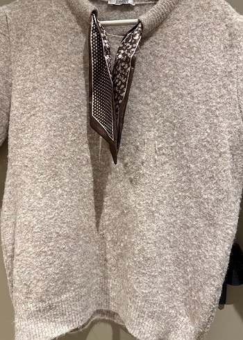 Gri Triko Kısa Kollu Kadın Kazak - Görsel 4