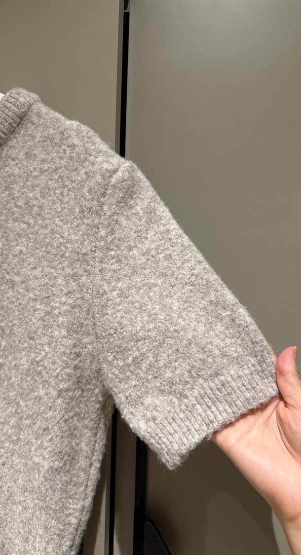 Gri Triko Kısa Kollu Kadın Kazak - Görsel 3