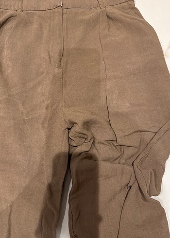 Kadın Kahverengi Keten Salaş Pantolon - Görsel 5