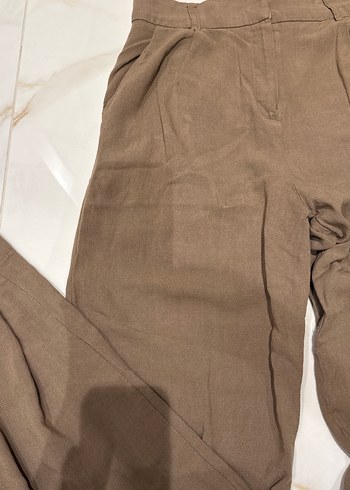 Kadın Kahverengi Keten Salaş Pantolon - Görsel 4