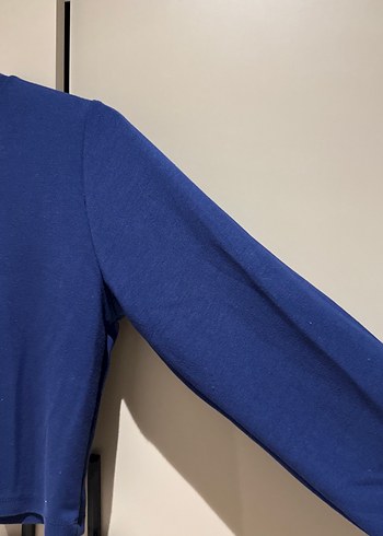 Kadın Lacivert Uzun Kollu Crop Top - Görsel 2