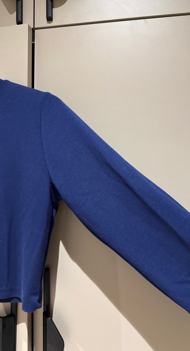 Kadın Lacivert Uzun Kollu Crop Top - Görsel 2