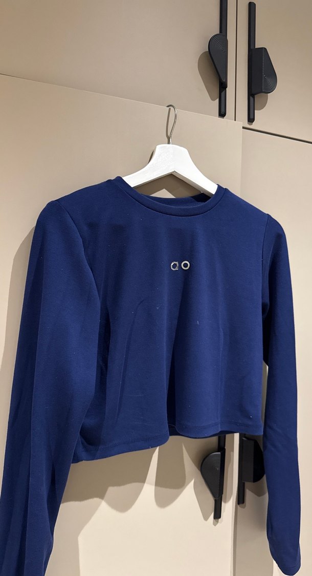 Kadın Lacivert Uzun Kollu Crop Top - Görsel 5