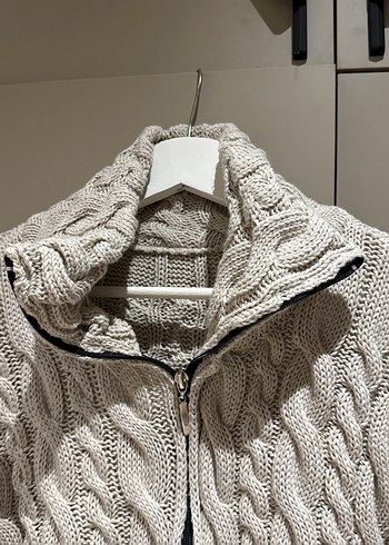 Gri Yarım Fermuarlı Örgü Kadın Kazak - Görsel 2