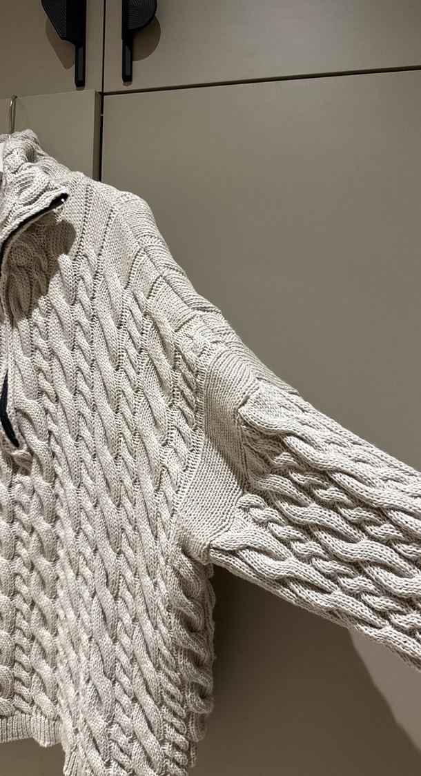 Gri Yarım Fermuarlı Örgü Kadın Kazak - Görsel 3