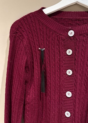 Bordo Kısa Triko Kadın Hırka - Görsel 7