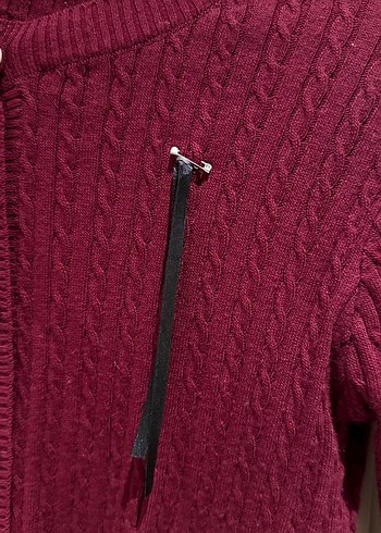 Bordo Kısa Triko Kadın Hırka - Görsel 2