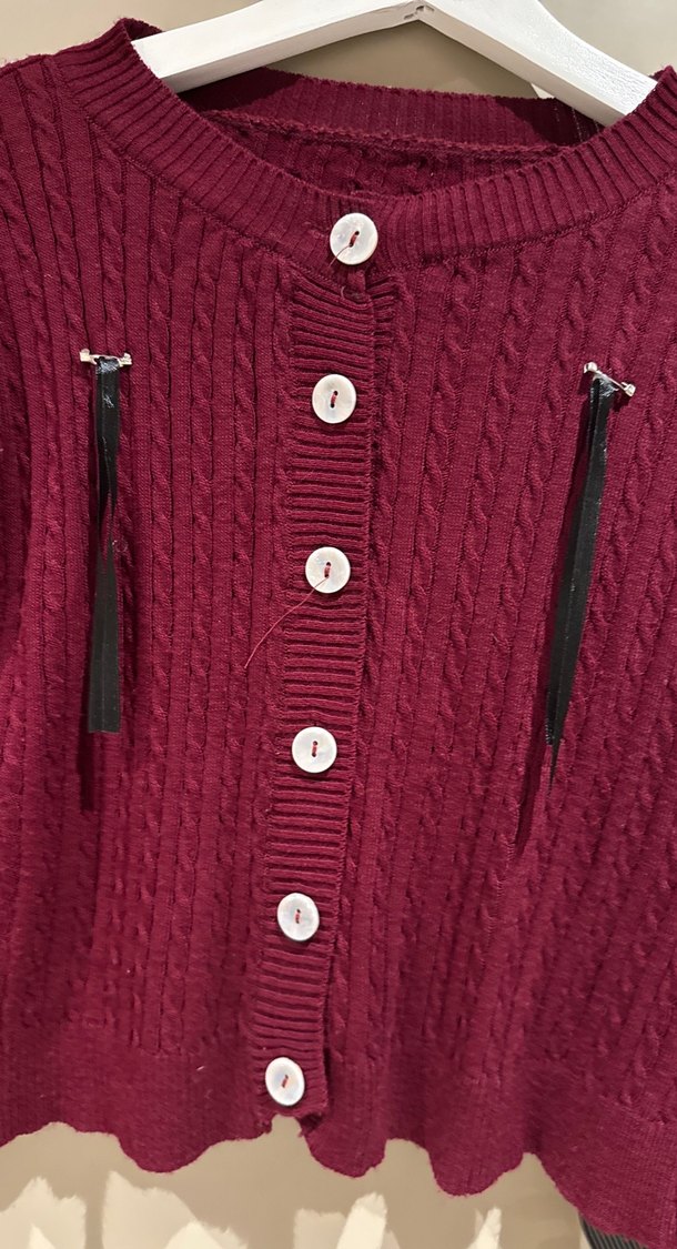 Bordo Kısa Triko Kadın Hırka - Görsel 4