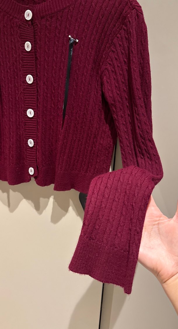 Bordo Kısa Triko Kadın Hırka - Görsel 5