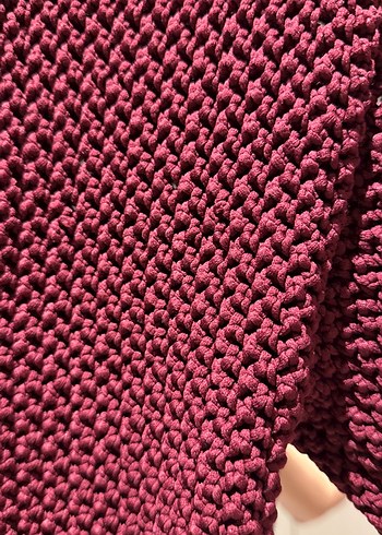 Bordo Örgü Kadın Kısa Hırka - Görsel 4