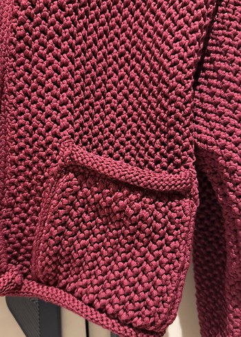 Bordo Örgü Kadın Kısa Hırka - Görsel 6