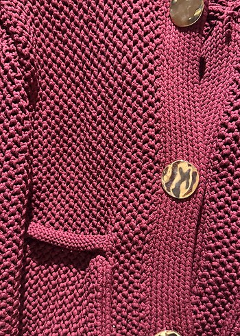 Bordo Örgü Kadın Kısa Hırka - Görsel 2