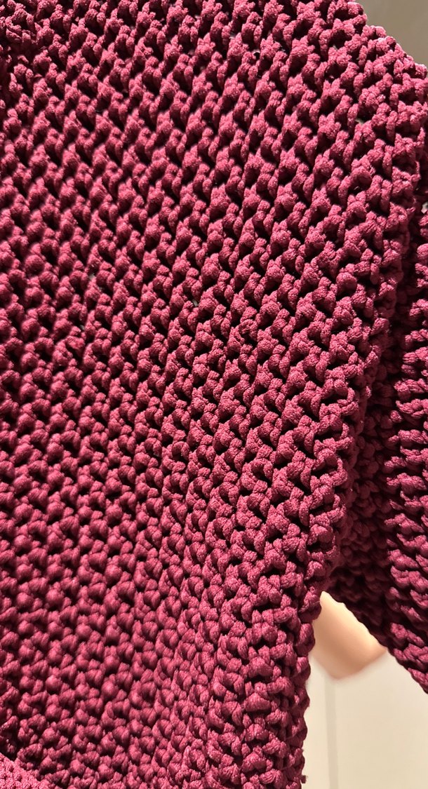 Bordo Örgü Kadın Kısa Hırka - Görsel 4