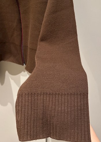 Kahverengi Fermuarlı Kadın Yün Kazak - Görsel 4