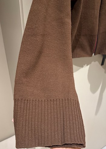 Kahverengi Fermuarlı Kadın Yün Kazak - Görsel 6