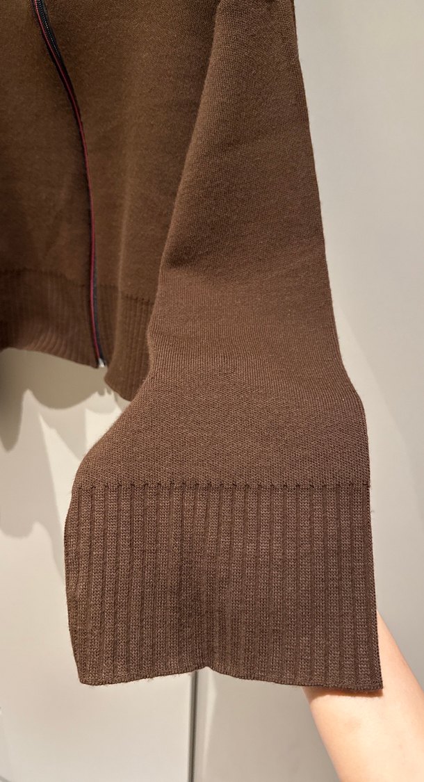 Kahverengi Fermuarlı Kadın Yün Kazak - Görsel 4