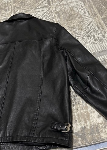 Siyah Deri Erkek Biker Ceket - Görsel 7