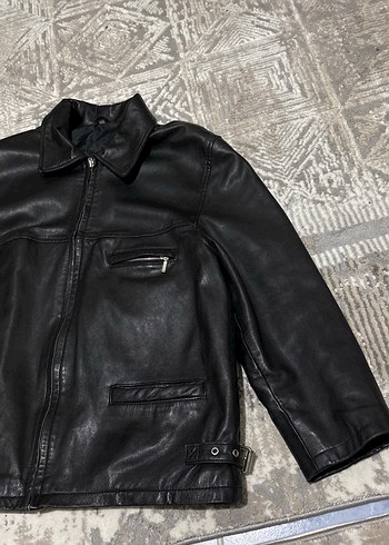 Siyah Deri Erkek Biker Ceket - Görsel 3