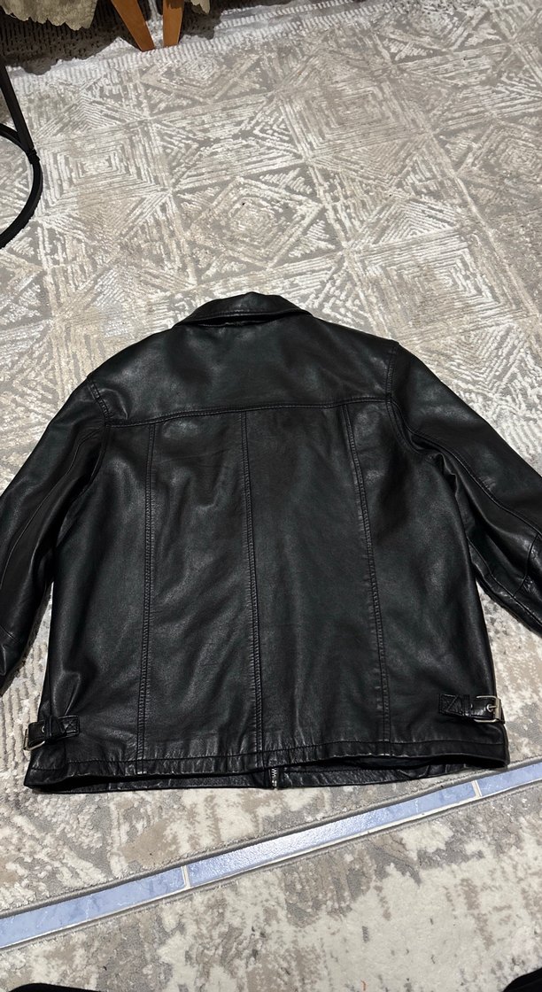 Siyah Deri Erkek Biker Ceket - Görsel 5