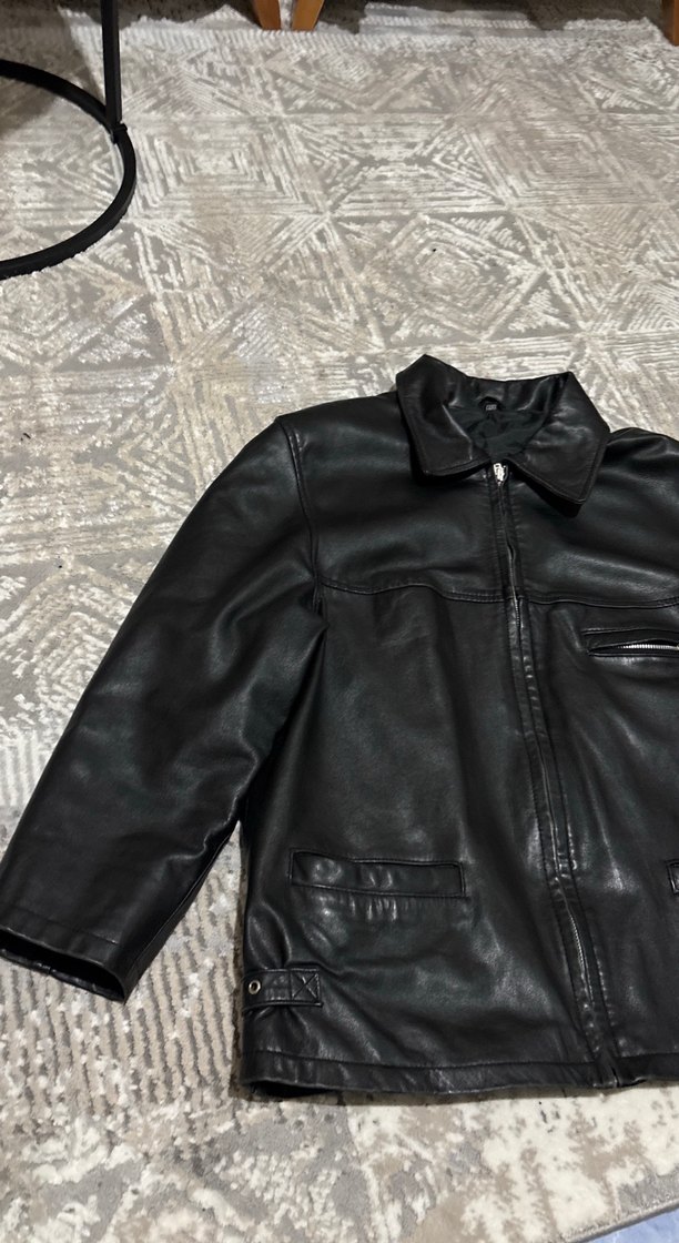 Siyah Deri Erkek Biker Ceket - Görsel 2